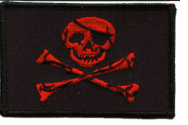 Red Jolly Roger Patch w/ Black Background
