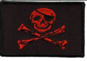 Red Jolly Roger Patch w/ Black Background