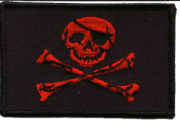 Red Jolly Roger Patch w/ Black Background