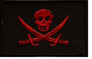 Red Skull and Red Crossed Swords Flag Patch