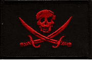 Red Skull and Red Crossed Swords Flag Patch