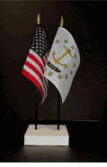 Rhode Island and US Flag Desk Set
