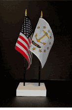Rhode Island and US Flag Desk Set