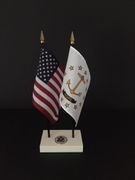 Rhode Island and US Flag Executive Desk Set