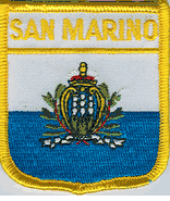 San Marino Flag Shield Patch - White Background