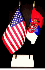 Serbia and US Flag Desk Set