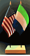 Sierra Leone and US Flag Desk Set