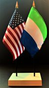 Sierra Leone and US Flag Desk Set