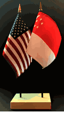 Singapore and US Flag Desk Set