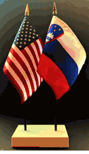 Slovenia and US Flag Desk Set