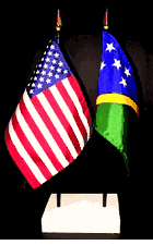 Solomon Islands and US Flag Desk Set