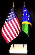 Solomon Islands and US Flag Desk Set