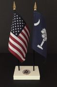 South Carolina and US Flag Executive Desk Set