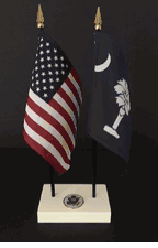 South Carolina and US Flag Executive Desk Set