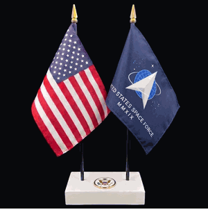 Space Force and US Flag Executive Desk Set