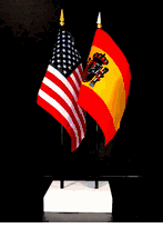Spain and US Flag Desk Set