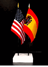 Spain and US Flag Desk Set