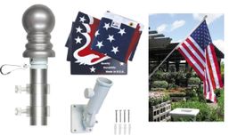 Made in USA 3x5 Foot Embroidered Heavy Duty Outdoor Nylon American Flag<br>With Deluxe 6' No Tangle Revolving Spinner Flagpole for Home Or Business 