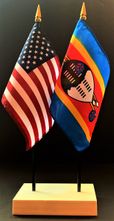 Swaziland and US Flag Desk Set