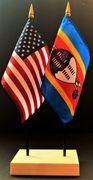 Swaziland and US Flag Desk Set