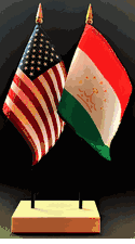 Tajikistan and US Flag Desk Set