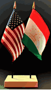 Tajikistan and US Flag Desk Set