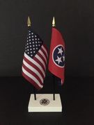 Tennessee and US Flag Executive Desk Set