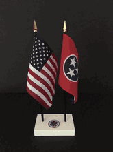 Tennessee and US Flag Executive Desk Set