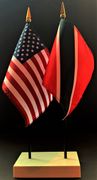 Trinidad & Tobago and US Flag Desk Set