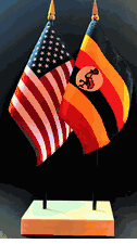 Uganda and US Flag Desk Set