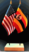 Uganda and US Flag Desk Set