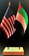 United Arab Emirates and US Flag Desk Set