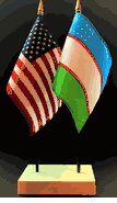 Uzbekistan and US Flag Desk Set