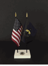 Vermont and US Flag Executive Desk Set