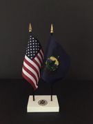 Vermont and US Flag Executive Desk Set