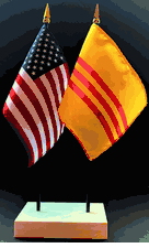 Vietnam South and US Flag Desk Set