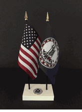 Virginia and US Flag Executive Desk Set
