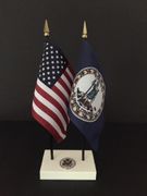 Virginia and US Flag Executive Desk Set