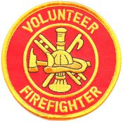 Volunteer Firefighter Round Patch - Red