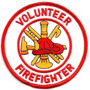 Volunteer Firefighter Round Patch - White