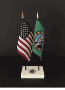 Washington and US Flag Executive Desk Set