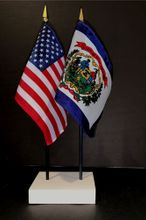 West Virginia and US Flag Desk Set