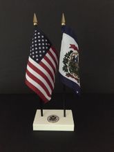 West Virginia and US Flag Executive Desk Set