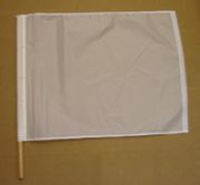 White Auto Racing Flag with Wood Pole