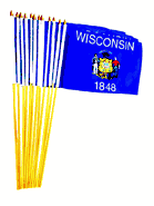 Wisconsin 12" x 18" Miniature Stick Flags