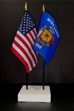 Wisconsin and US Flag Desk Set
