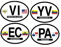  World Flag Euro Style Oval Decals