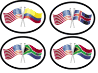 World Friendship Flag Euro Style Oval Decals