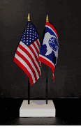 Wyoming and US Flag Desk Set