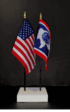 Wyoming and US Flag Desk Set